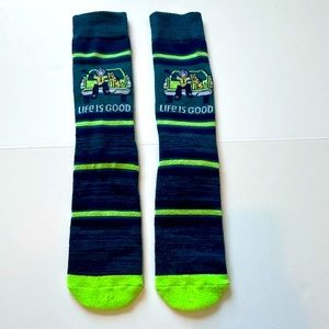 NWOT Life‎ is Good Blue and Green Dog Socks